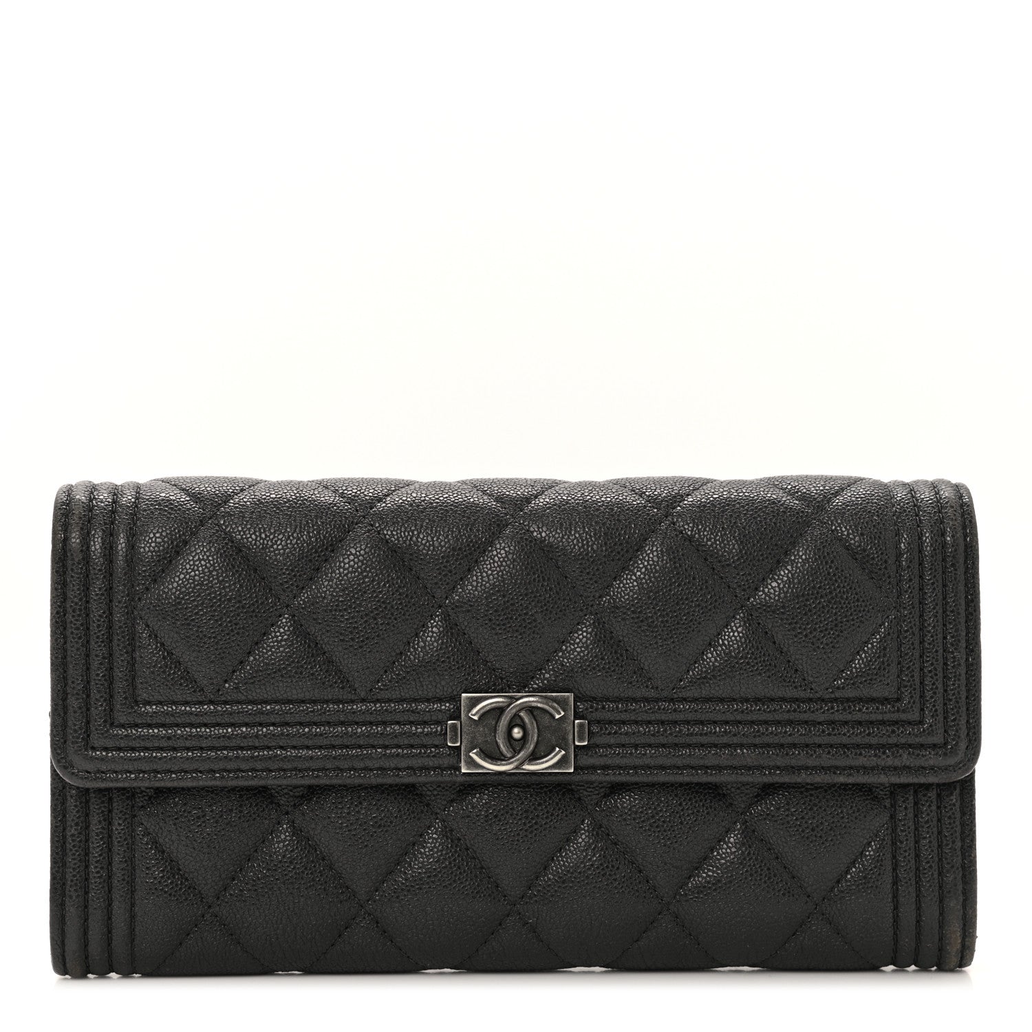 Chanel Metallic Caviar Quilted Boy Flap Wallet Black 1 of 10
