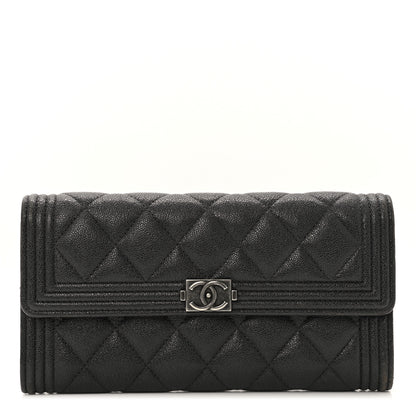 Chanel Metallic Caviar Quilted Boy Flap Wallet Black 1 of 10