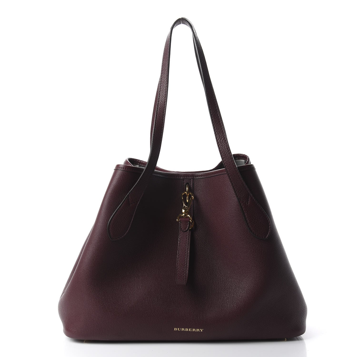 Burberry Grainy Calfskin Medium Honeybrook Tote Dark Plum 2 of 11