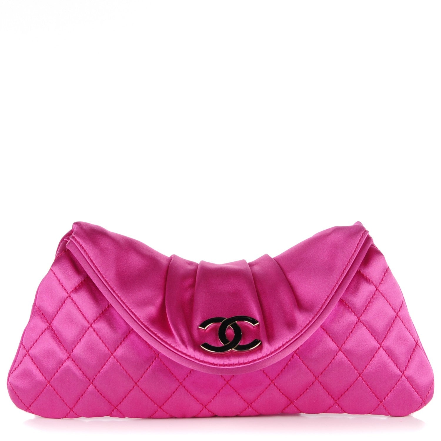 Chanel Satin Quilted Flap Clutch Fuchsia 1 of 7