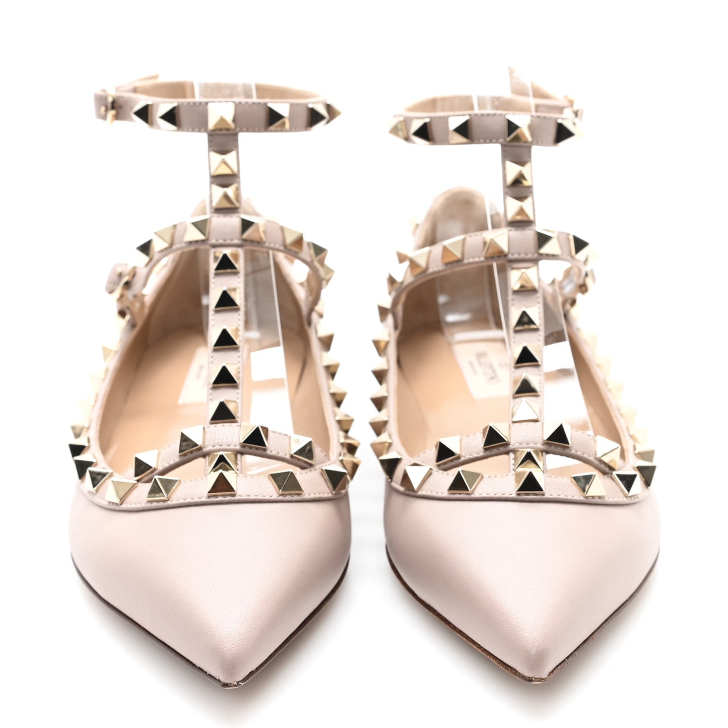 Nappa Rockstud Cage Ballerina Flats 36 Poudre