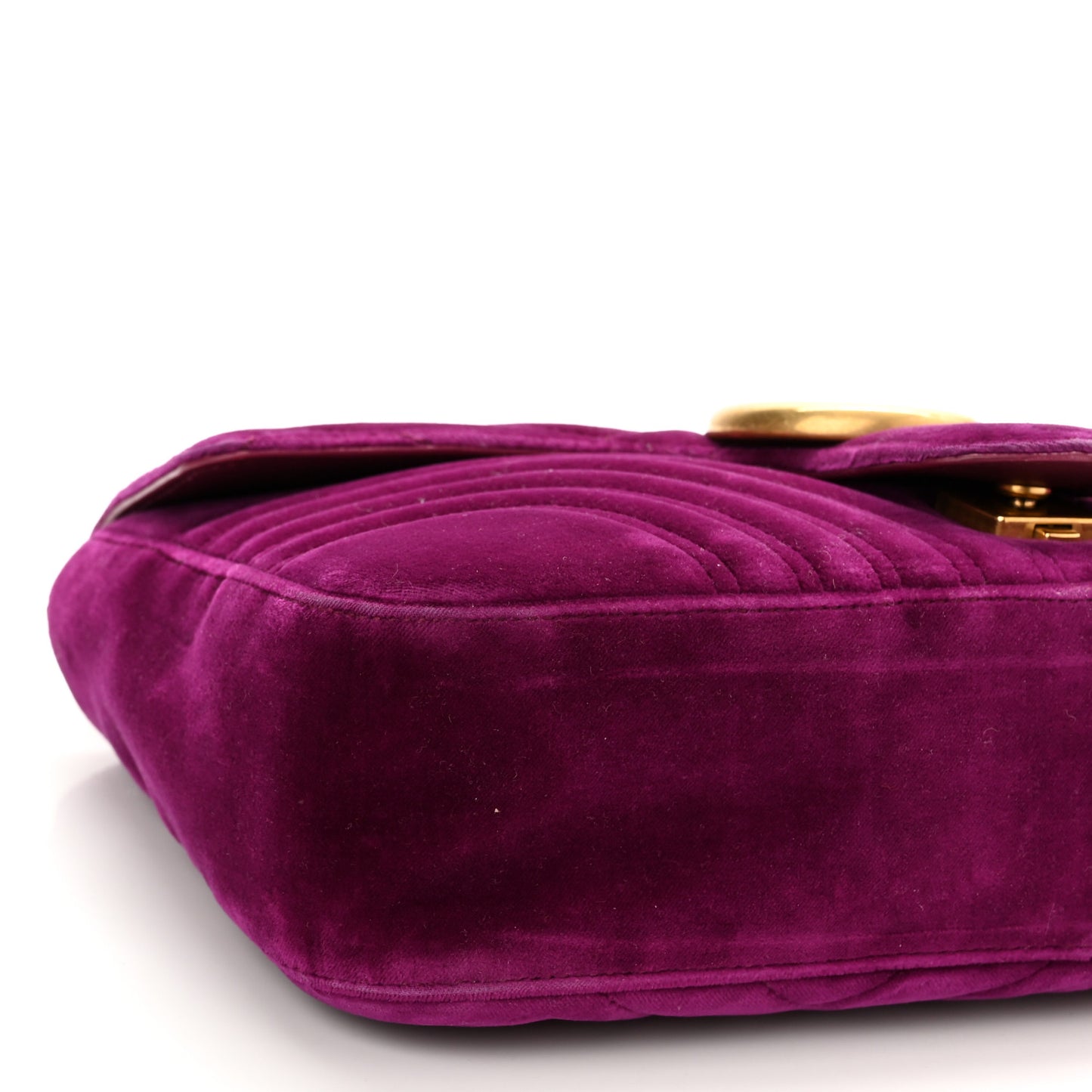 Velvet Matelasse Medium GG Marmont Shoulder Bag Fuchsia Violet Cyclamen
