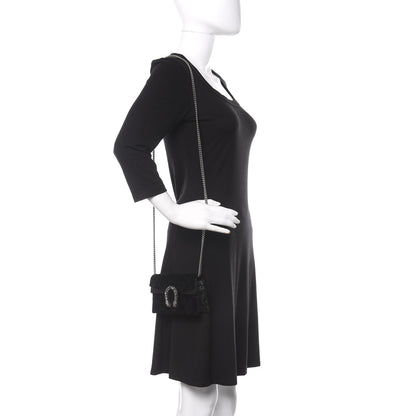 Gucci Velvet Super Mini Dionysus Shoulder Bag Black 2 of 10