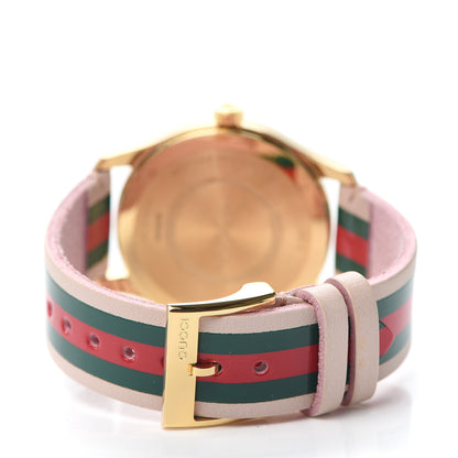 Gucci Stainless Steel Calfskin 38mm G-Timeless Stripe Web Quartz Watch Pink 3 of 5
