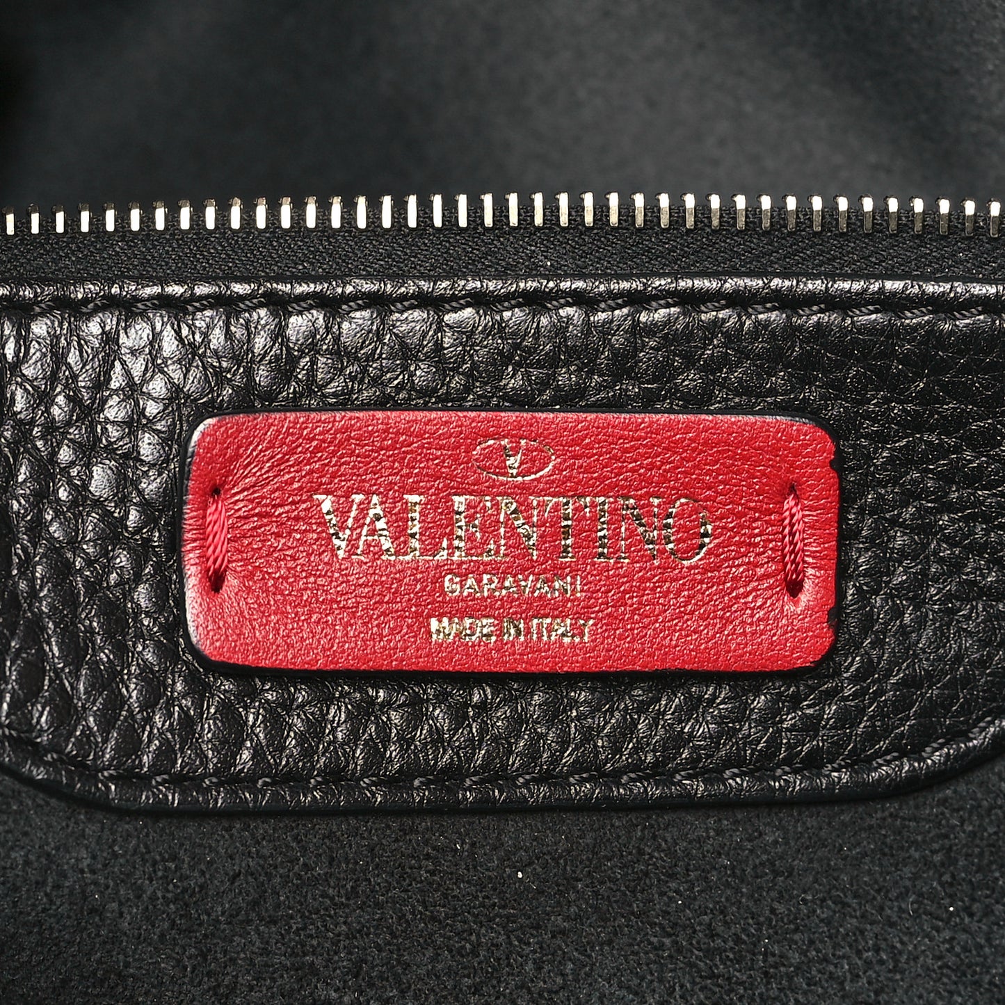 Grained Calfskin Rockstud Shoulder Tote Black
