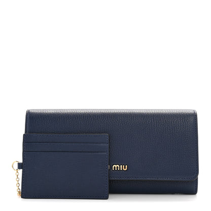 Miu Miu Madras Flap Wallet With Card Case Inchiostro 3 of 9