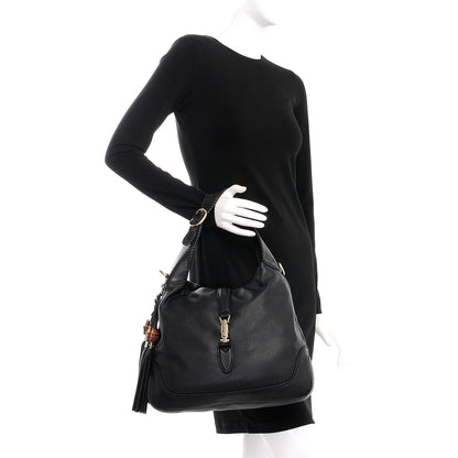 Gucci Pebbled Calfskin Medium New Jackie Shoulder Bag Black 3 of 11