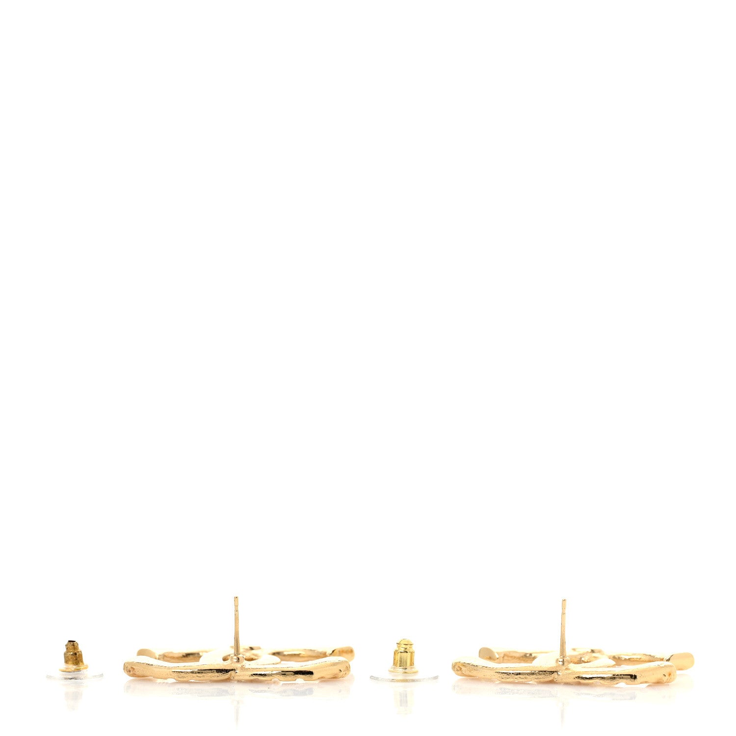 Chanel Metal Tweed Effect CC Earrings Gold 3 of 4
