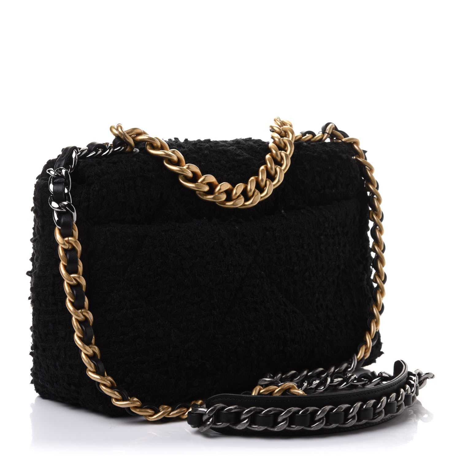 Chanel Tweed Quilted Medium Chanel 19 Flap Black 3 of 11