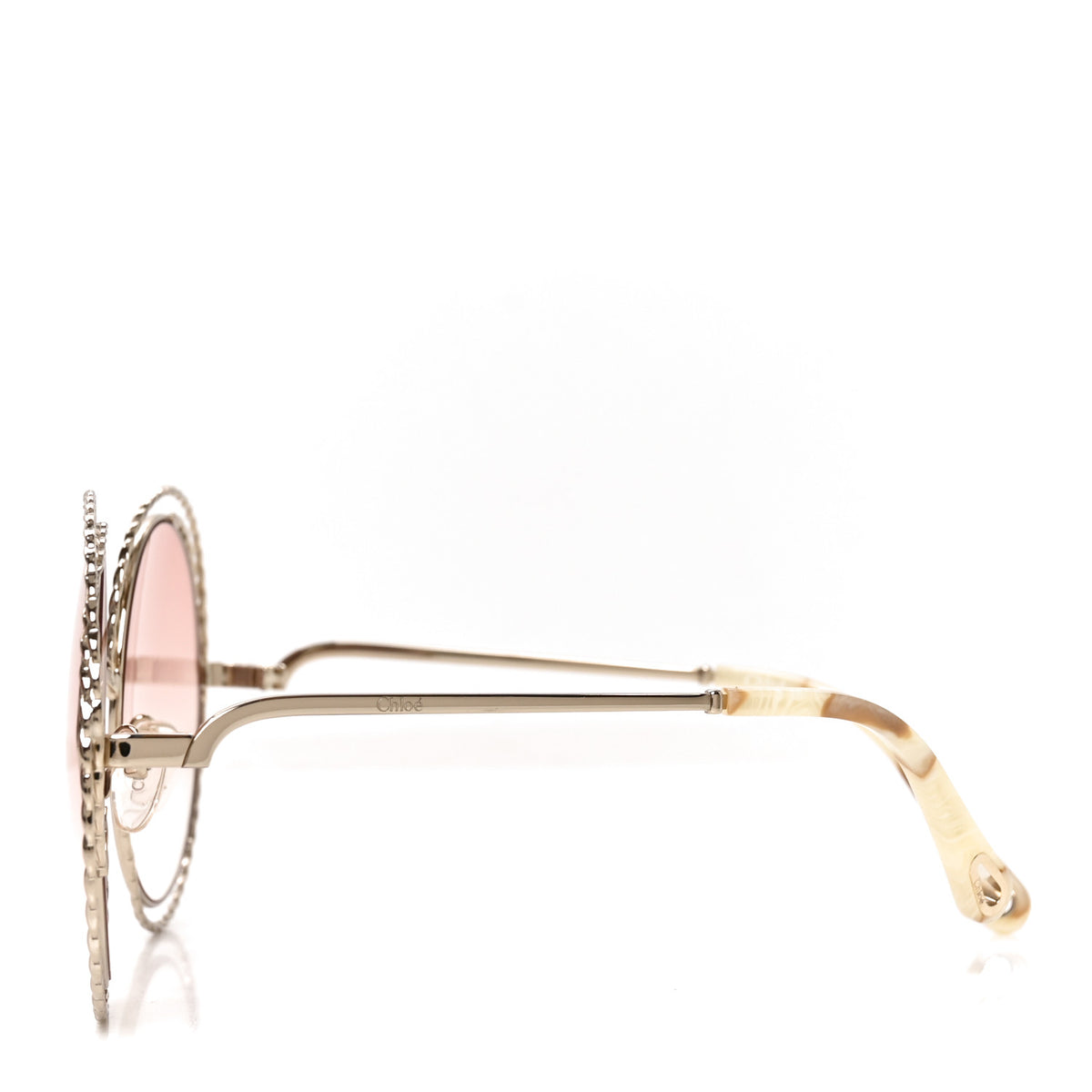 Chloe Metal Carlina Oversize Round Sunglasses CE114ST Gold 4 of 6