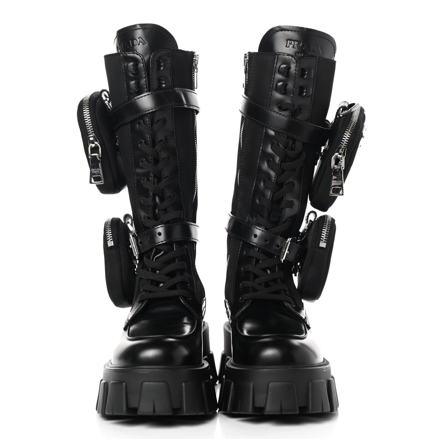 Spazzolato Rois Re-Nylon Metal Triangle Logo Monolith Pouch Pocket 55mm Tall Combat Boots 36 Black