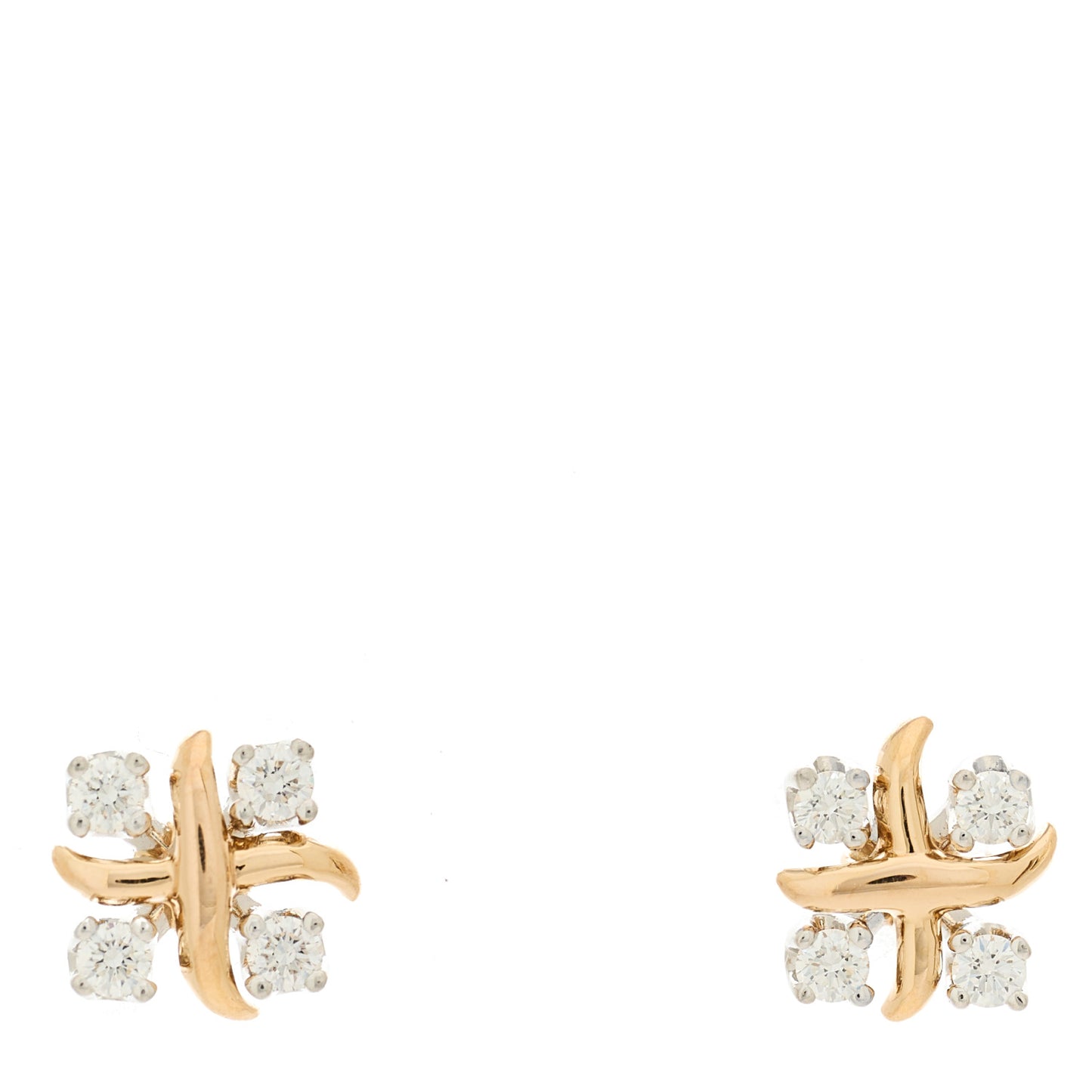 Platinum 18K Rose Gold Diamond Schlumberger Lynn Earrings