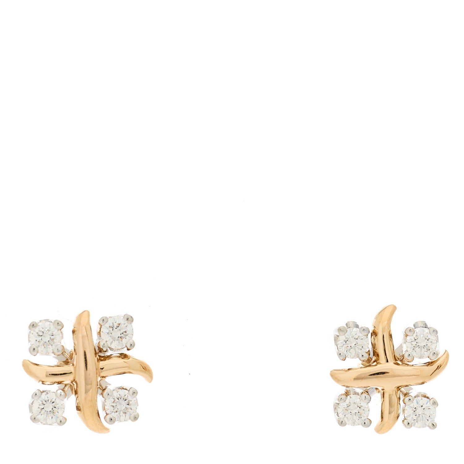 Tiffany Platinum 18K Rose Gold Diamond Schlumberger Lynn Earrings 1 of 4