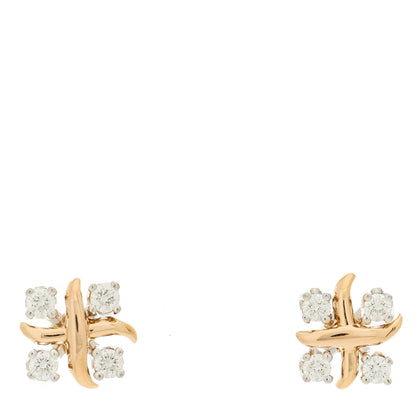 Tiffany Platinum 18K Rose Gold Diamond Schlumberger Lynn Earrings 1 of 4