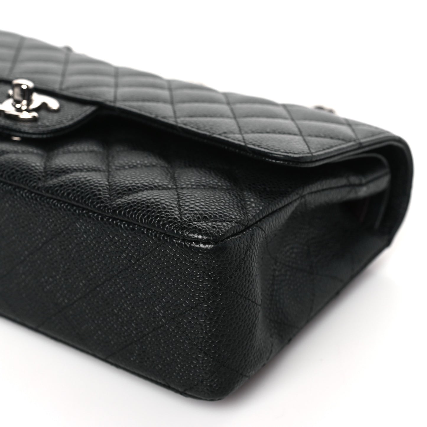 Caviar Quilted Medium Double Flap Black