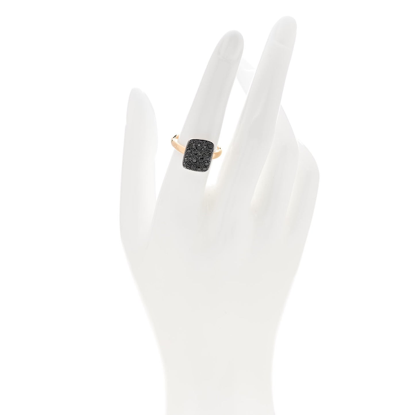 18K Rose Gold Black Diamond Sabbia Rectangular Ring 54 7