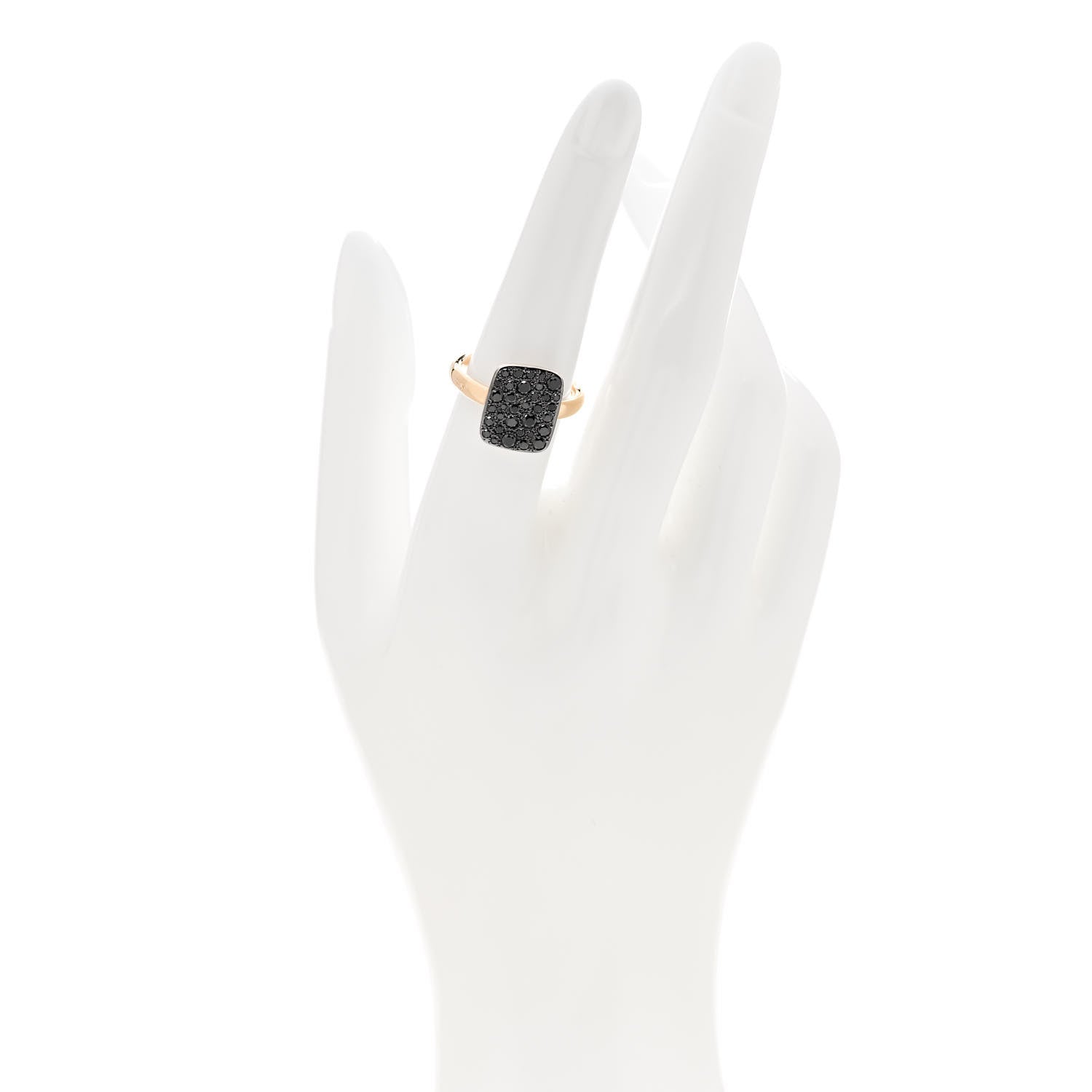 Pomellato 18K Rose Gold Black Diamond Sabbia Rectangular Ring 54 7 2 of 6