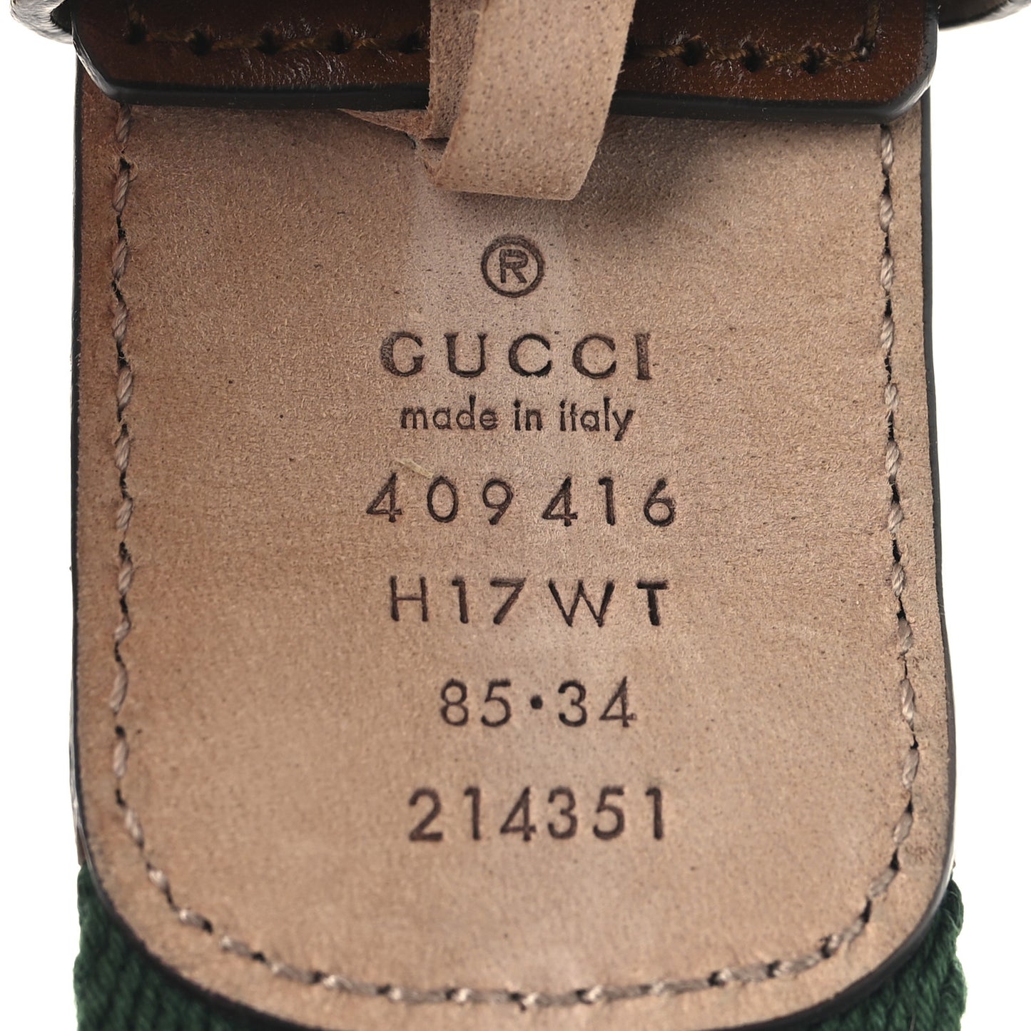 Nylon Calfskin Double G Web 40mm Belt 85 34 Green Red Cuir