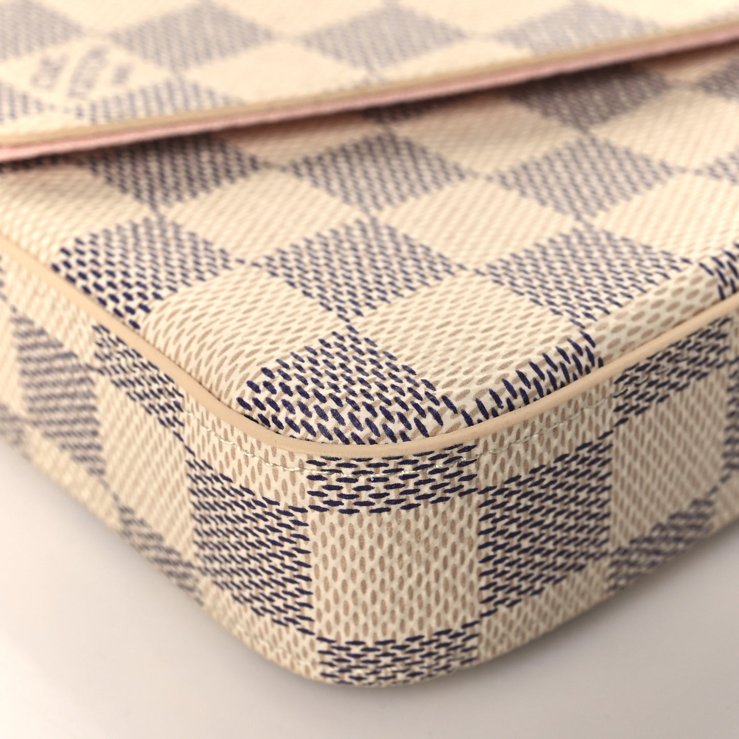 Damier Azur Pochette Felicie Chain Wallet Rose Ballerine