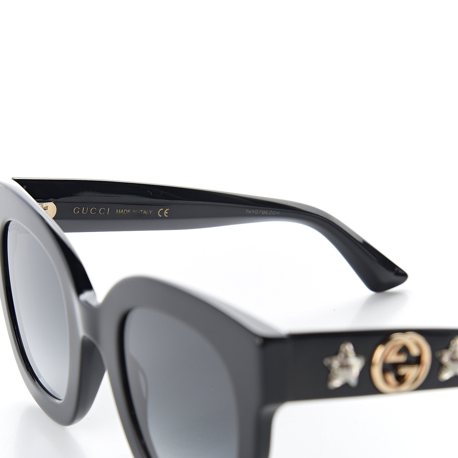Gucci Round Frame Star Sunglasses GG0208S Black 5 of 10