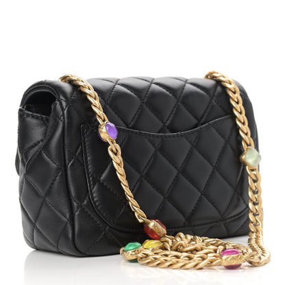 Chanel Lambskin Resin Quilted Mini Pearl Samba Square Flap Black 3 of 9