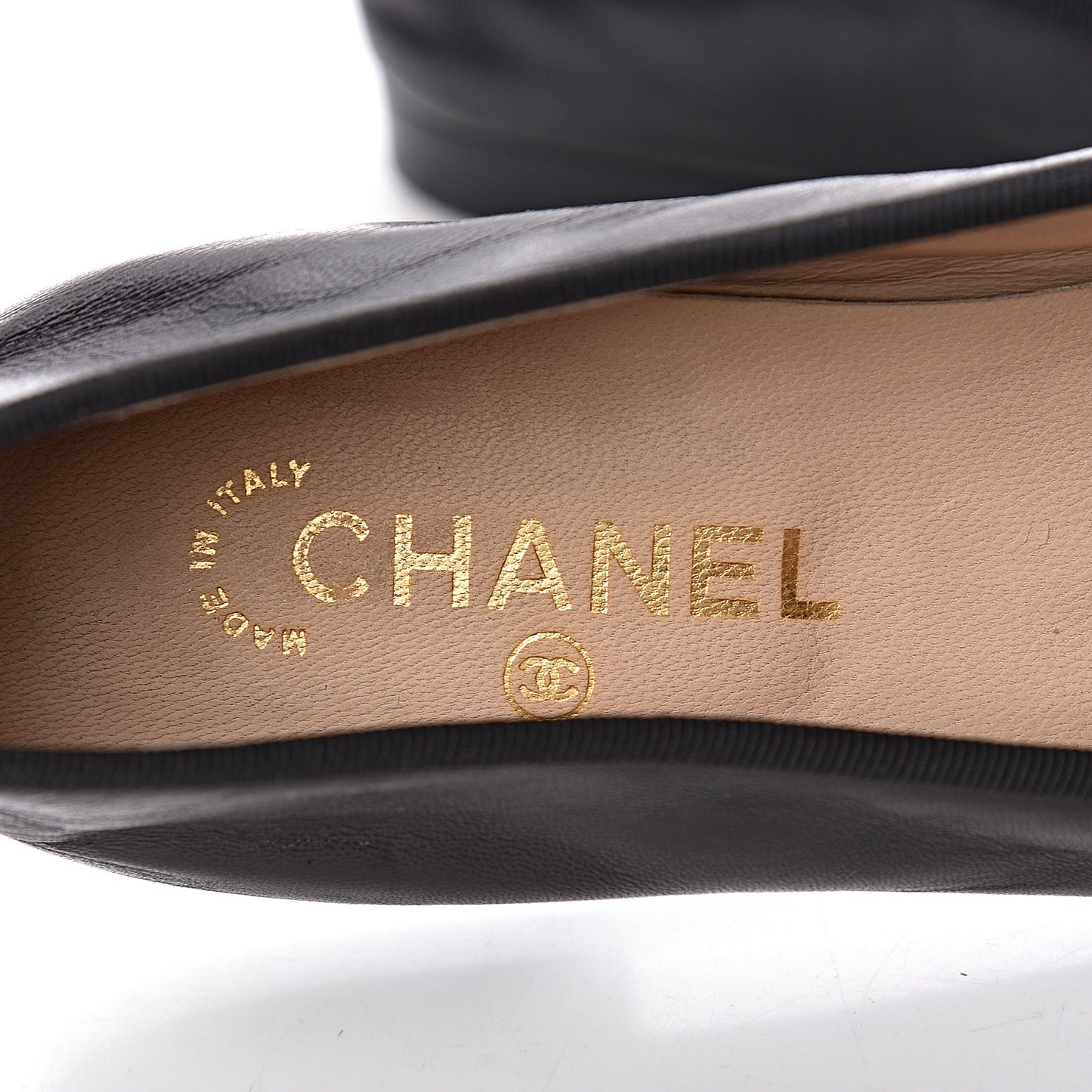 Lambskin Patent Cap Toe Ballerina Flats 41 Black