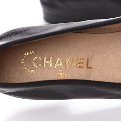 Chanel Lambskin Patent Cap Toe Ballerina Flats 41 Black 6 of 15