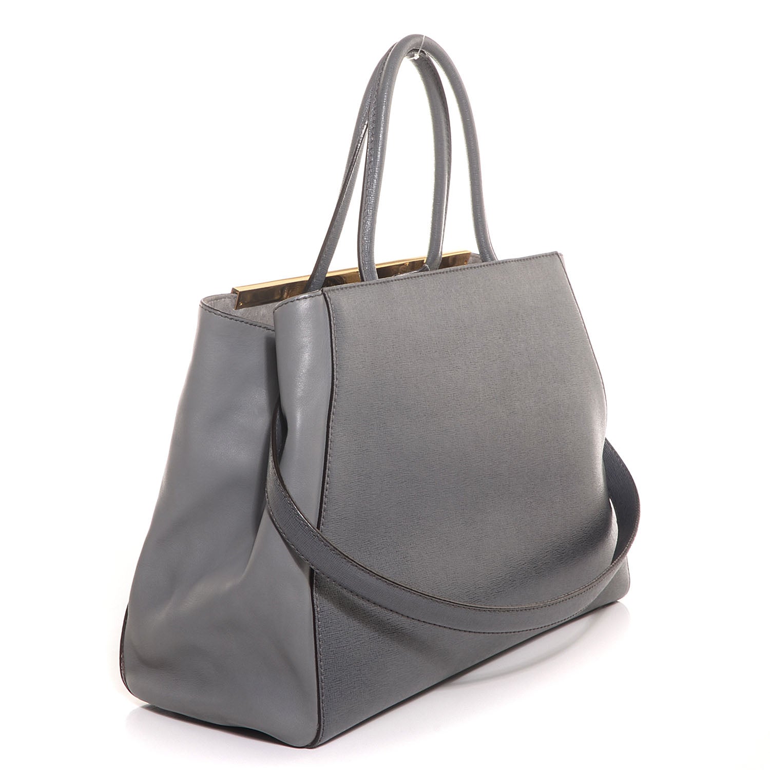 Fendi Vitello Elite Flamingo Regular 2Jours Tote Grigio Grigio Chiaro 5 of 11