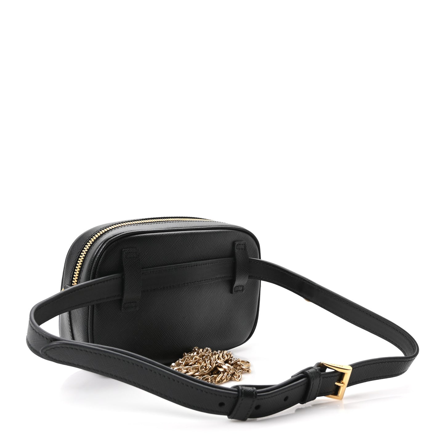 Saffiano Lux Metal Belt Bag Black