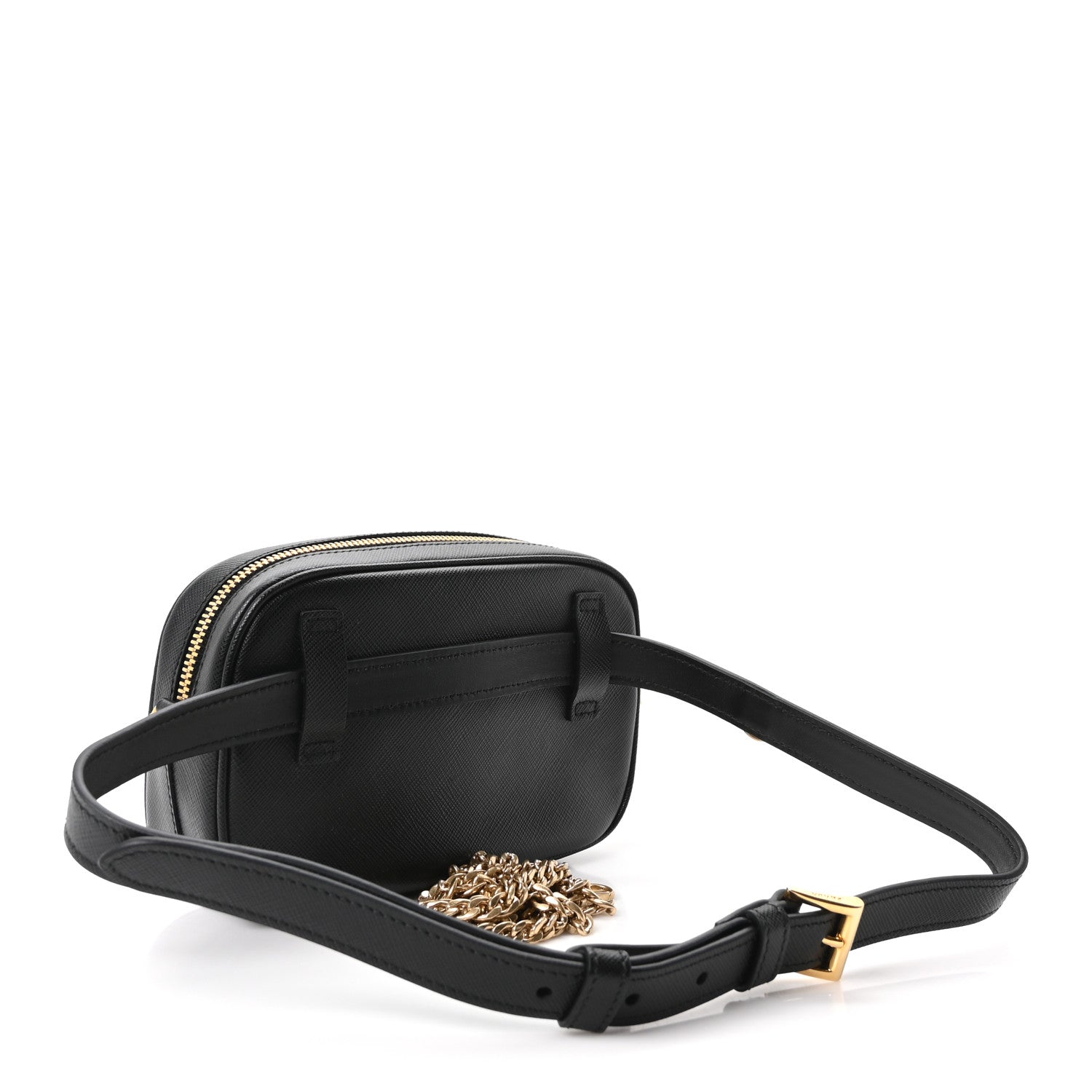 Prada Saffiano Lux Metal Belt Bag Black 3 of 9