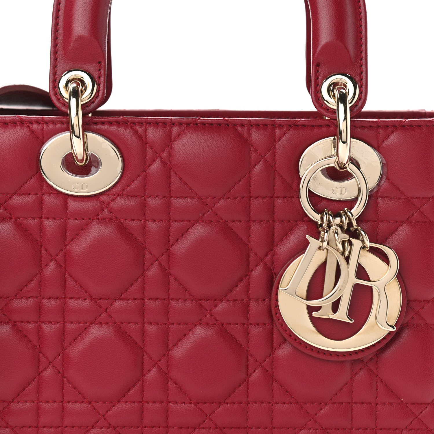 Christian Dior Lambskin Cannage Small Lucky Badges My Lady Dior Red 8 of 13