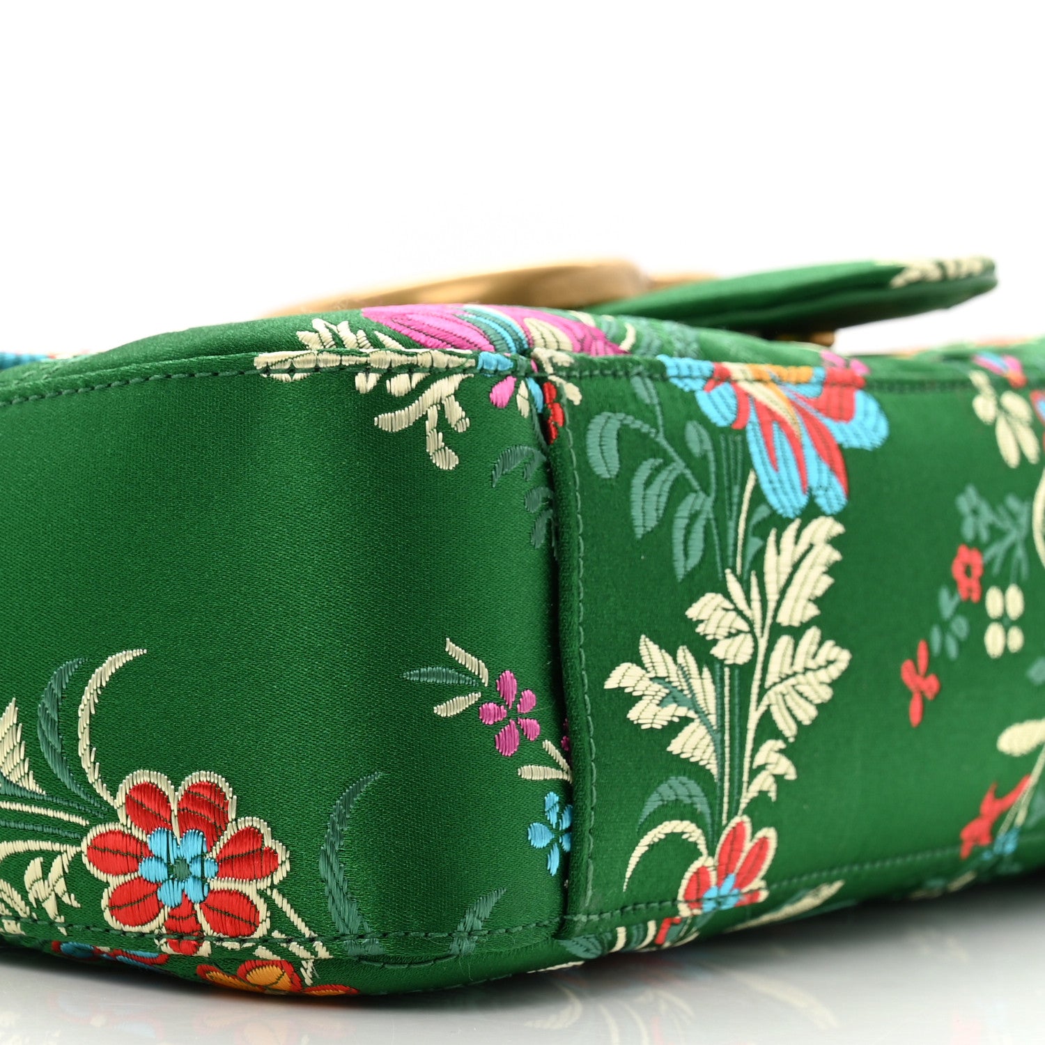 Gucci Jacquard Matelasse Floral Medium GG Marmont Shoulder Bag Green 9 of 12