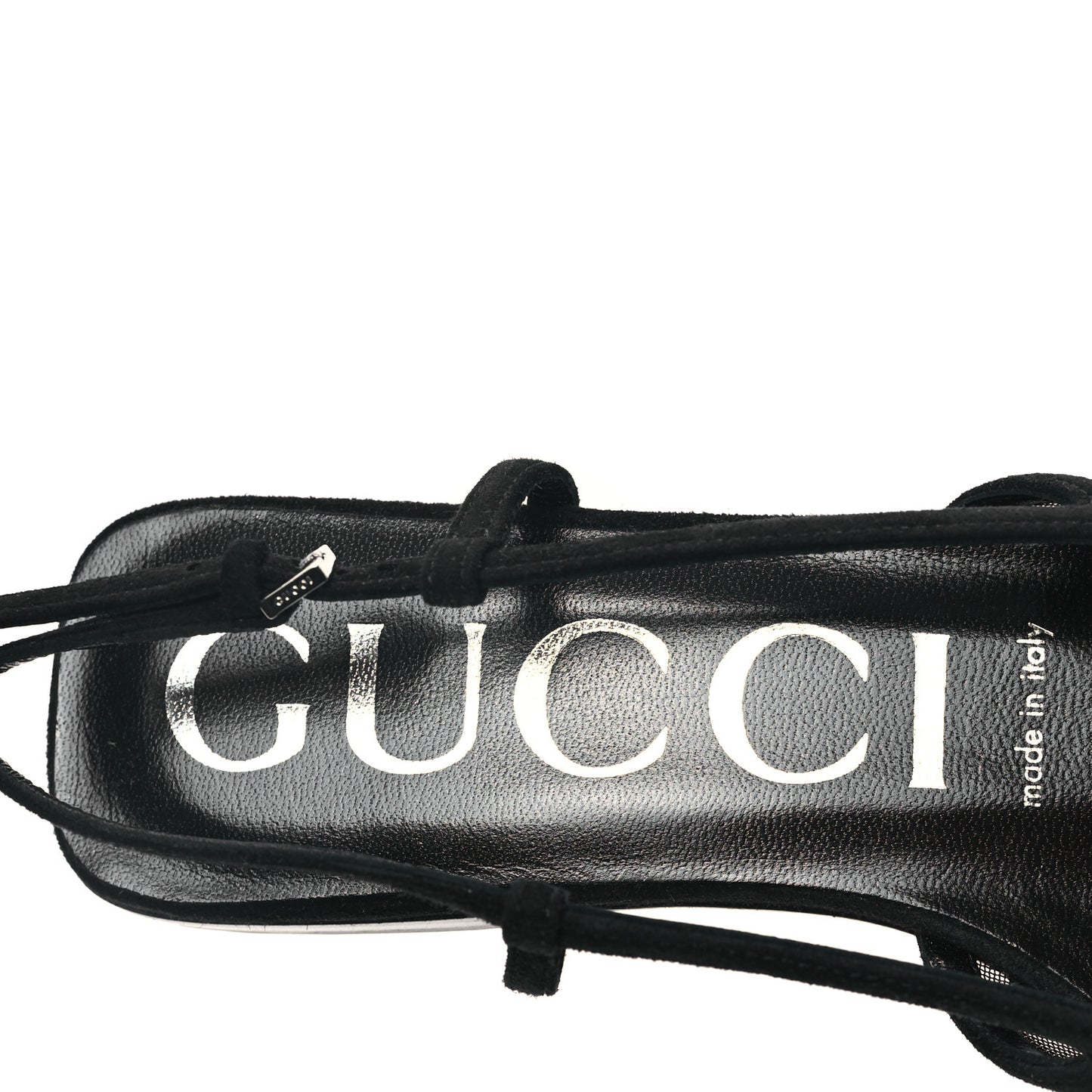 Tela Retino Kid Scamosciato Crystal GG Monogram Square Demi Ballet Flats 36.5 Black