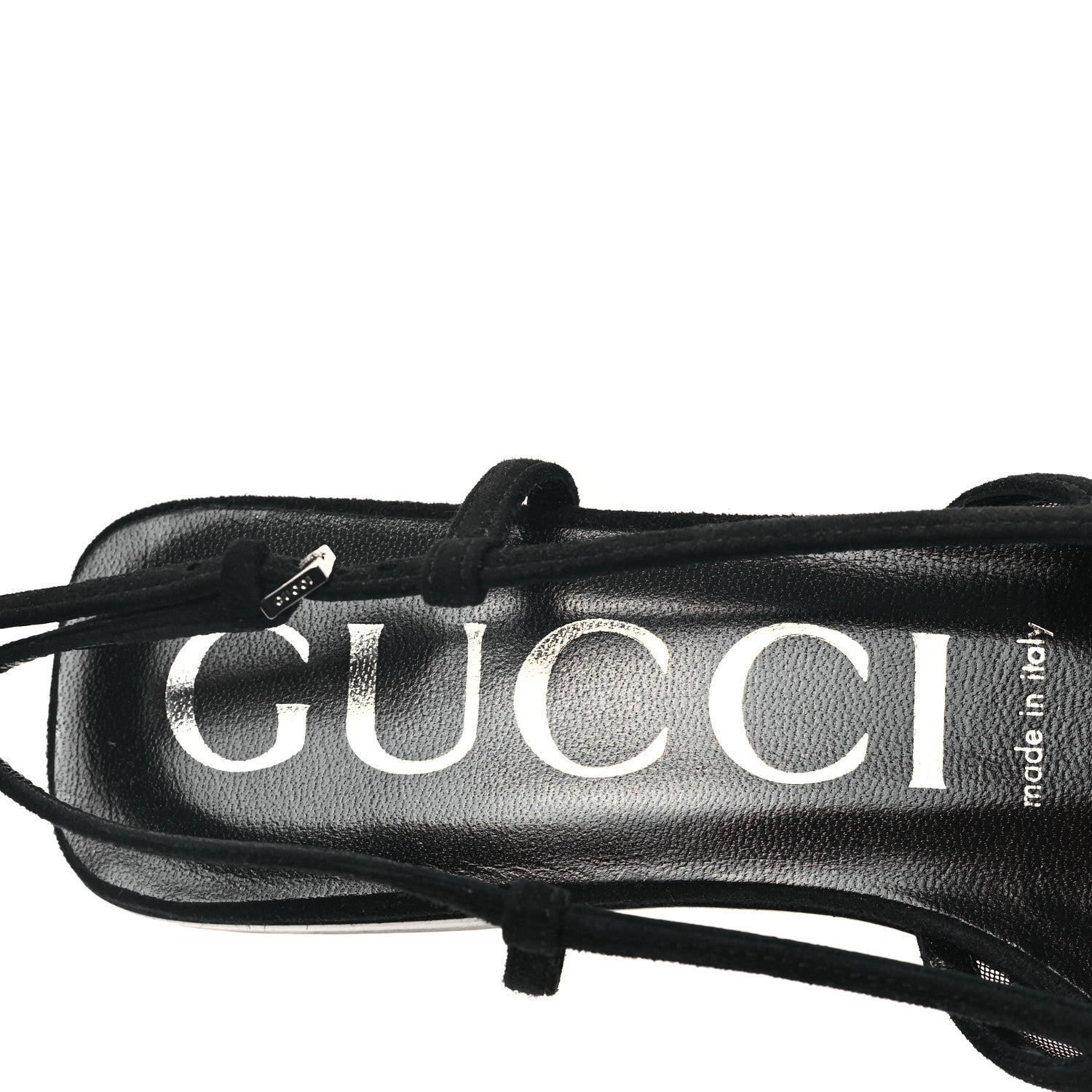 Gucci Tela Retino Kid Scamosciato Crystal GG Monogram Square Demi Ballet Flats 36.5 Black 7 of 8