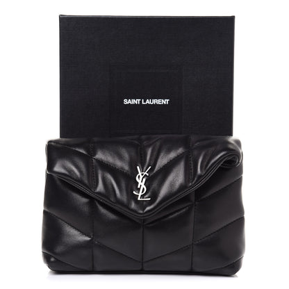 Saint Laurent Lambskin Monogram Loulou Puffer Pouch Clutch Black 12 of 12
