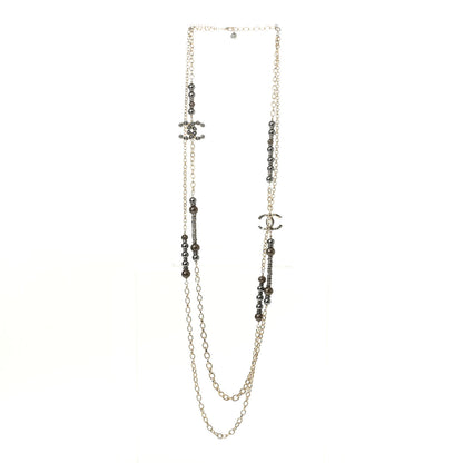 Chanel Pearl Crystal CC Long Necklace Gold 3 of 5