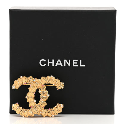 Chanel Metal Crystal Strass CC Brooch Gold 5 of 5