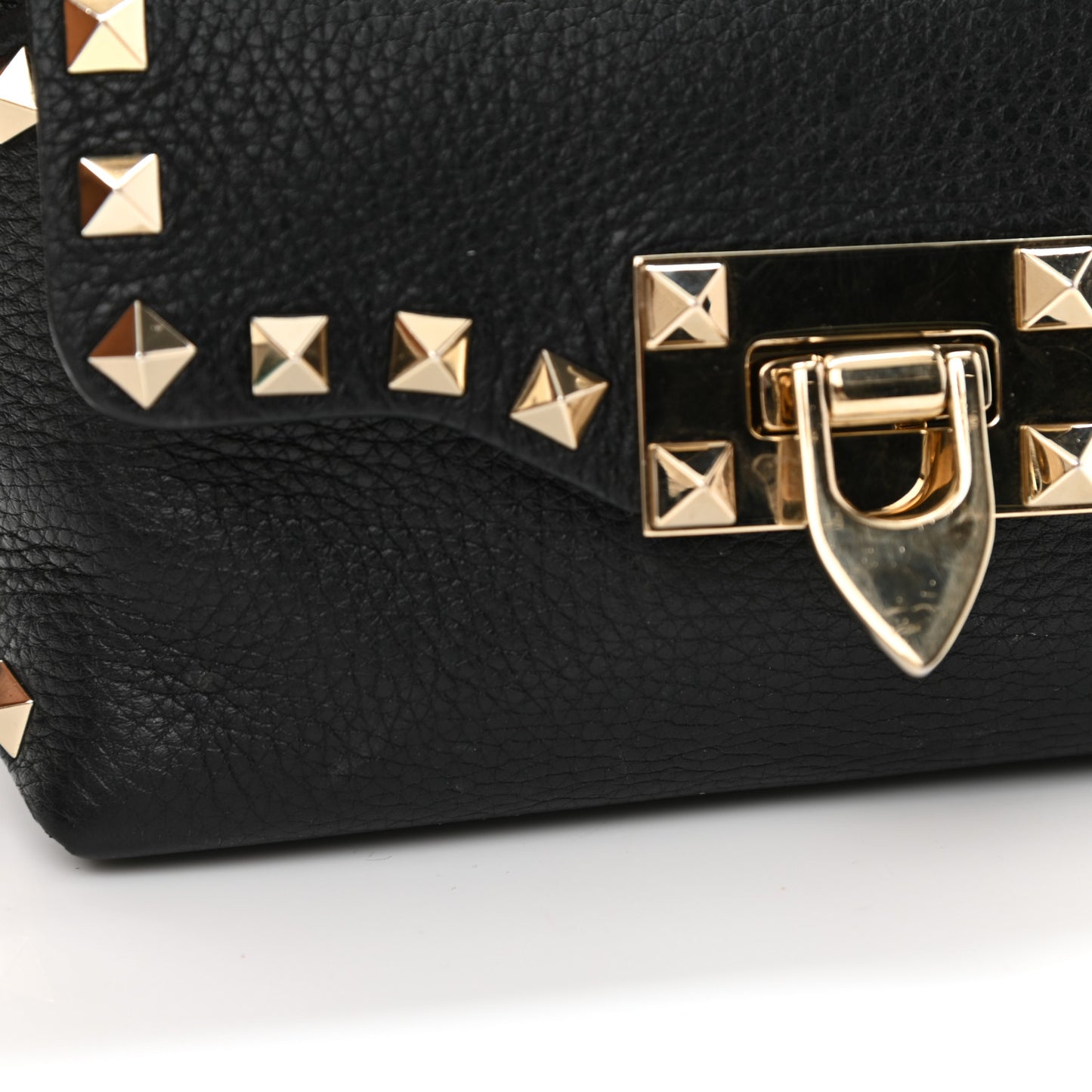 Pebbled Calfskin Mini Rockstud Crossbody Bag Black