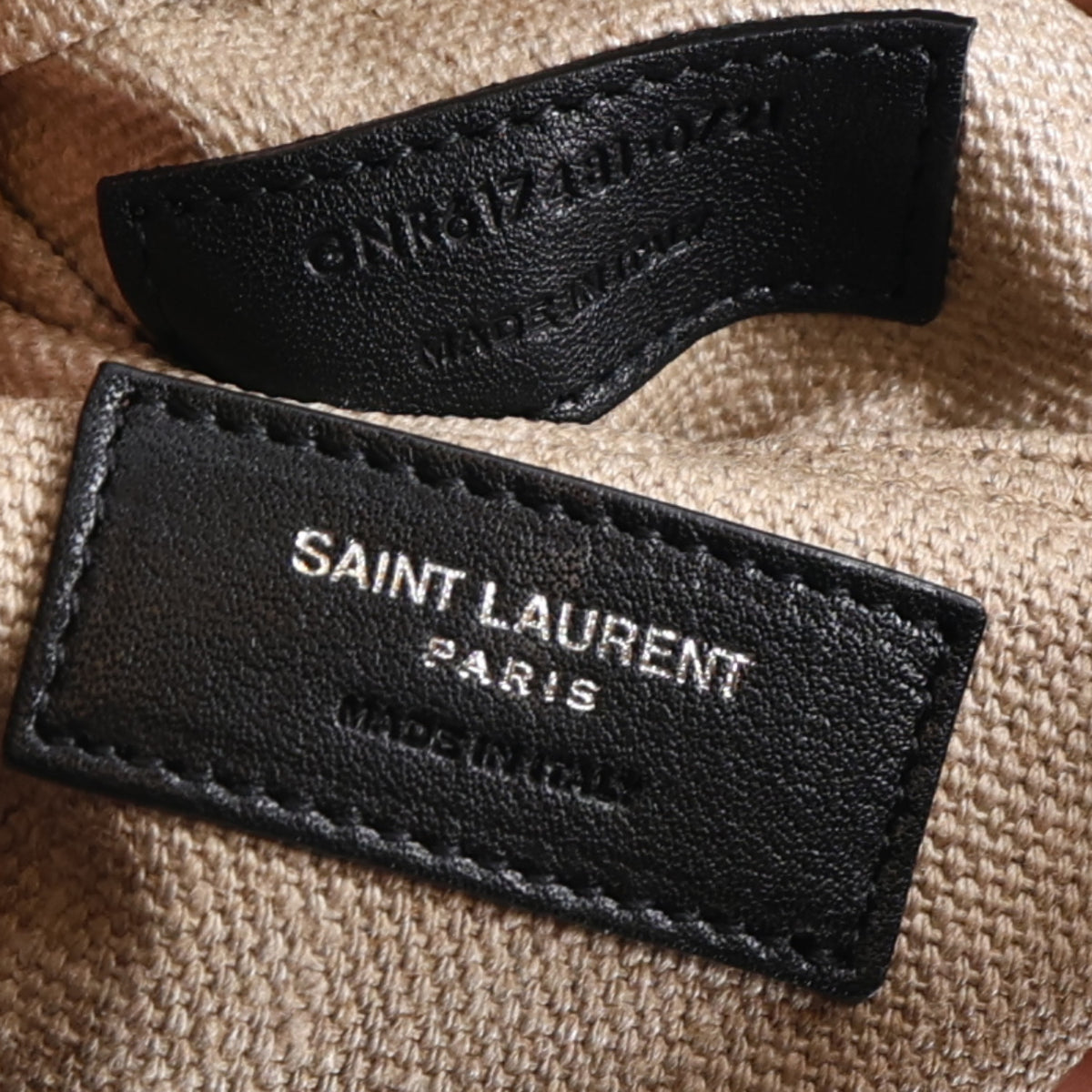 Linen Calfskin Small Rive Gauche Tote Greggio Natural