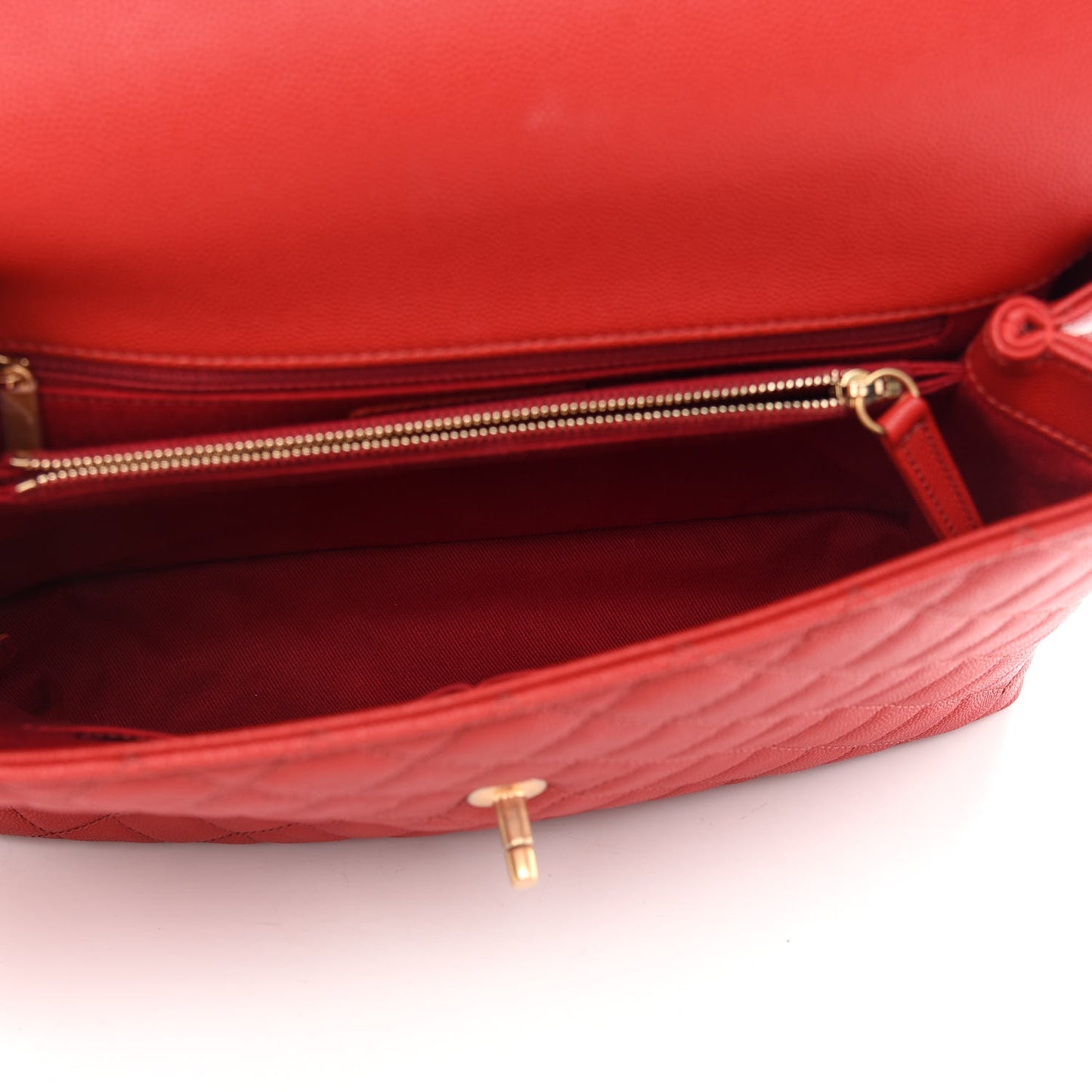 Caviar Quilted Medium Coco Handle Flap Red
