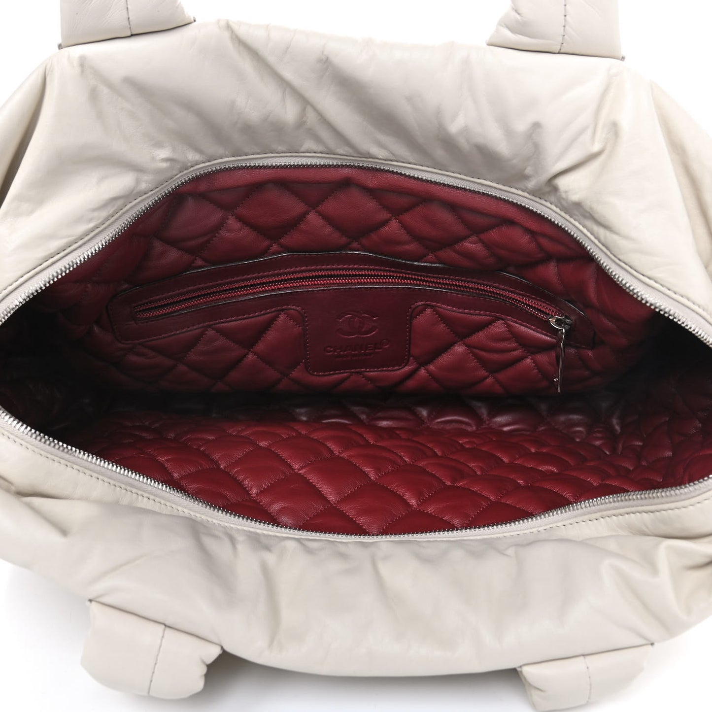 Lambskin Coco Cocoon Large Reversible Tote White