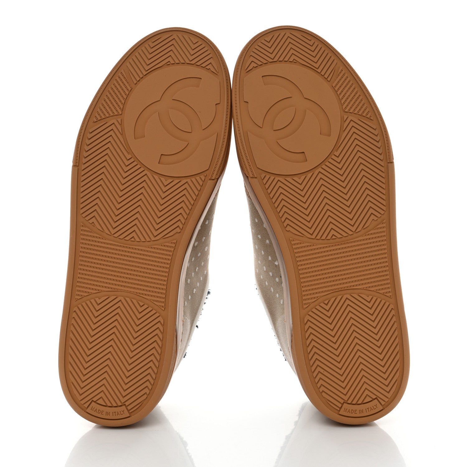 Chanel Fabric Suede Calfskin Logo Sneakers 40 Light Beige 5 of 9