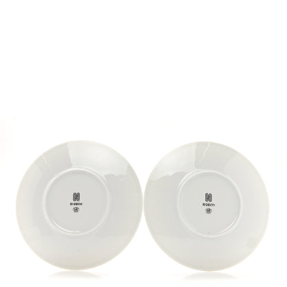 Hermes Porcelain H Deco Dinner Plate Set of 2 Black White 2 of 9