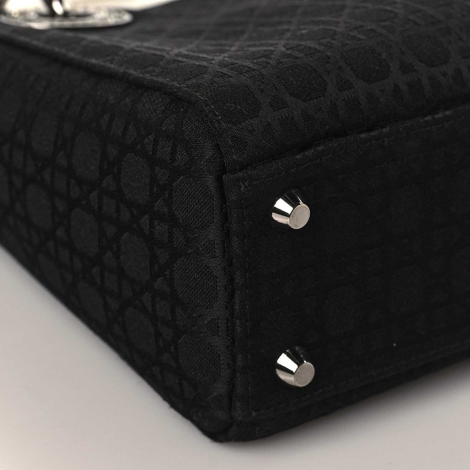 Christian Dior Canvas Swarovski Crystal Cannage Mini Lady Dior Black 7 of 9