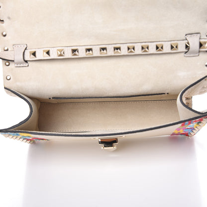 Valentino Garavani Pebbled Calfskin Embroidered Medium Rockstud Flip Lock Crossbody Bag Ivory 5 of 7