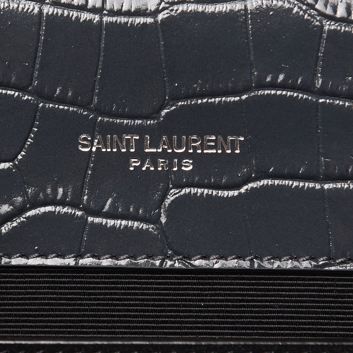 Saint Laurent Calfskin Crocodile Embossed Medium Classic Monogram Kate Tassel Satchel Storm 6 of 9