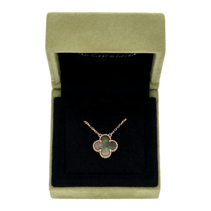 Van Cleef & Arpels 18K Rose Gold Gray Mother of Pearl Vintage Alhambra Pendant Necklace 4 of 4
