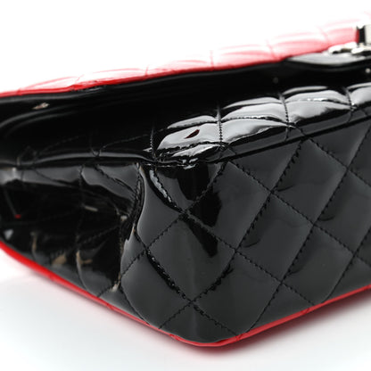 Chanel Patent Calfskin Quilted Bi-Color Medium Double Flap Red Black 7 of 13
