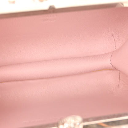 Alexander McQueen Flower Appliqued Silk Brocade Skull Box Clutch Light Pink 4 of 12