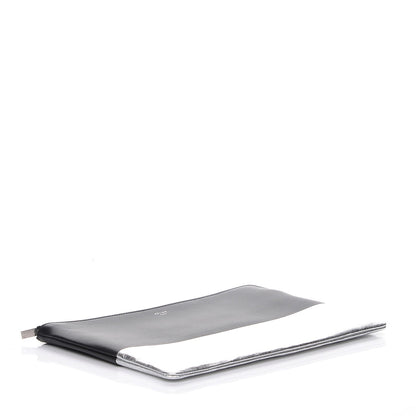 Celine Laminated Lambskin Bi-Color Solo Clutch Pouch Black Silver 4 of 9